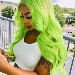 🍀Limeade 24” NEON YELLOW LACE FRONT Wave Wig *NWT